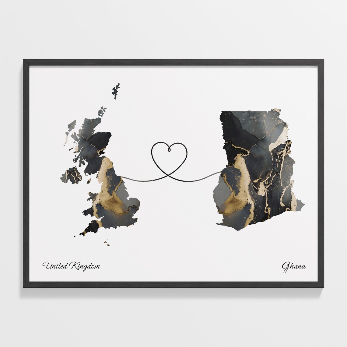 United Kingdom To Ghana Travel Map Poster