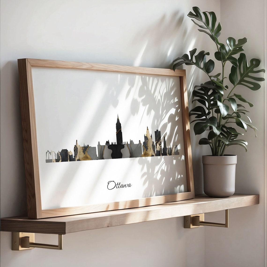 Ottawa Skyline Marble Silhouette Print Canada Cityscape Gift - Image 3
