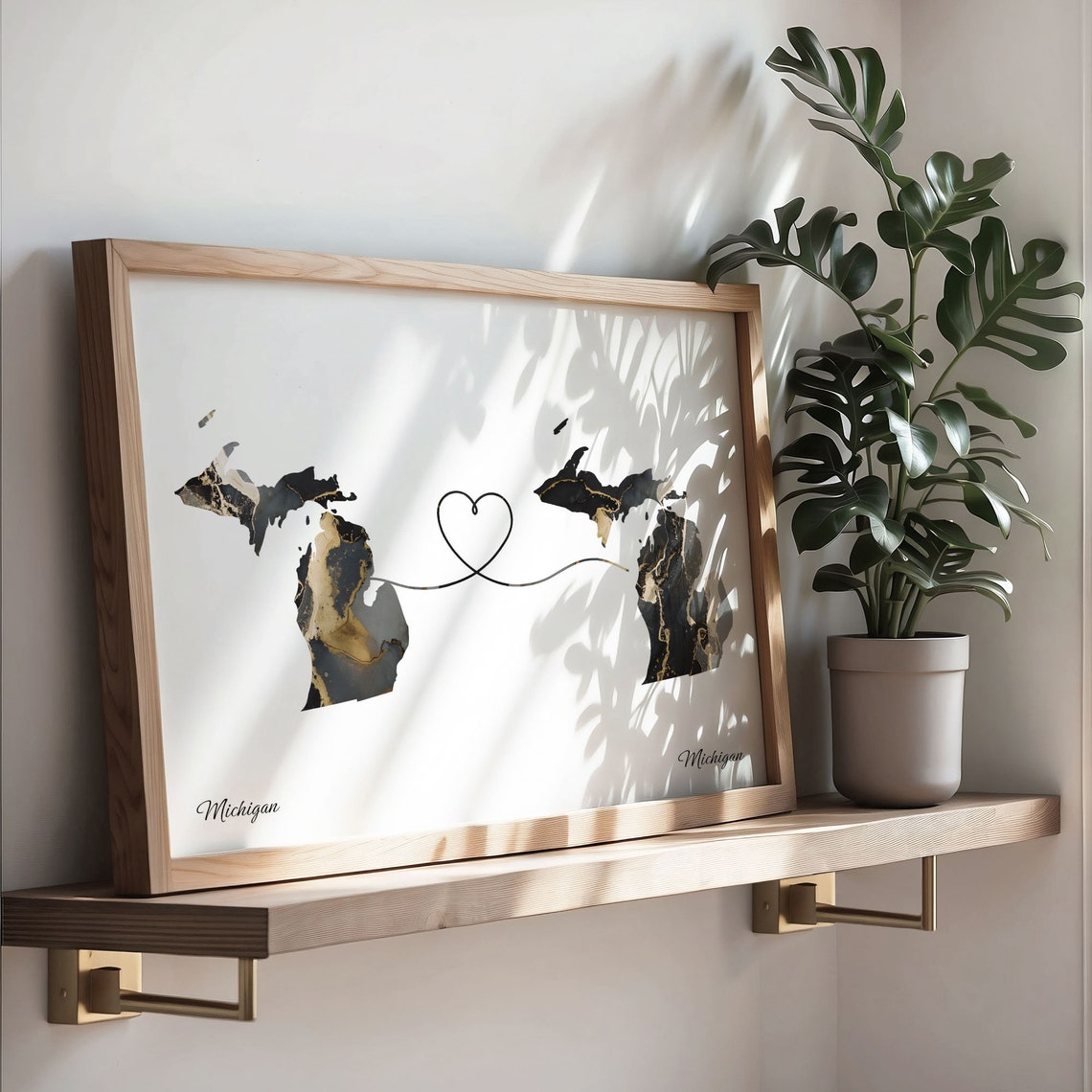 Michigan Double Black Marble State Map Home Sweet Home Poster - Image 3