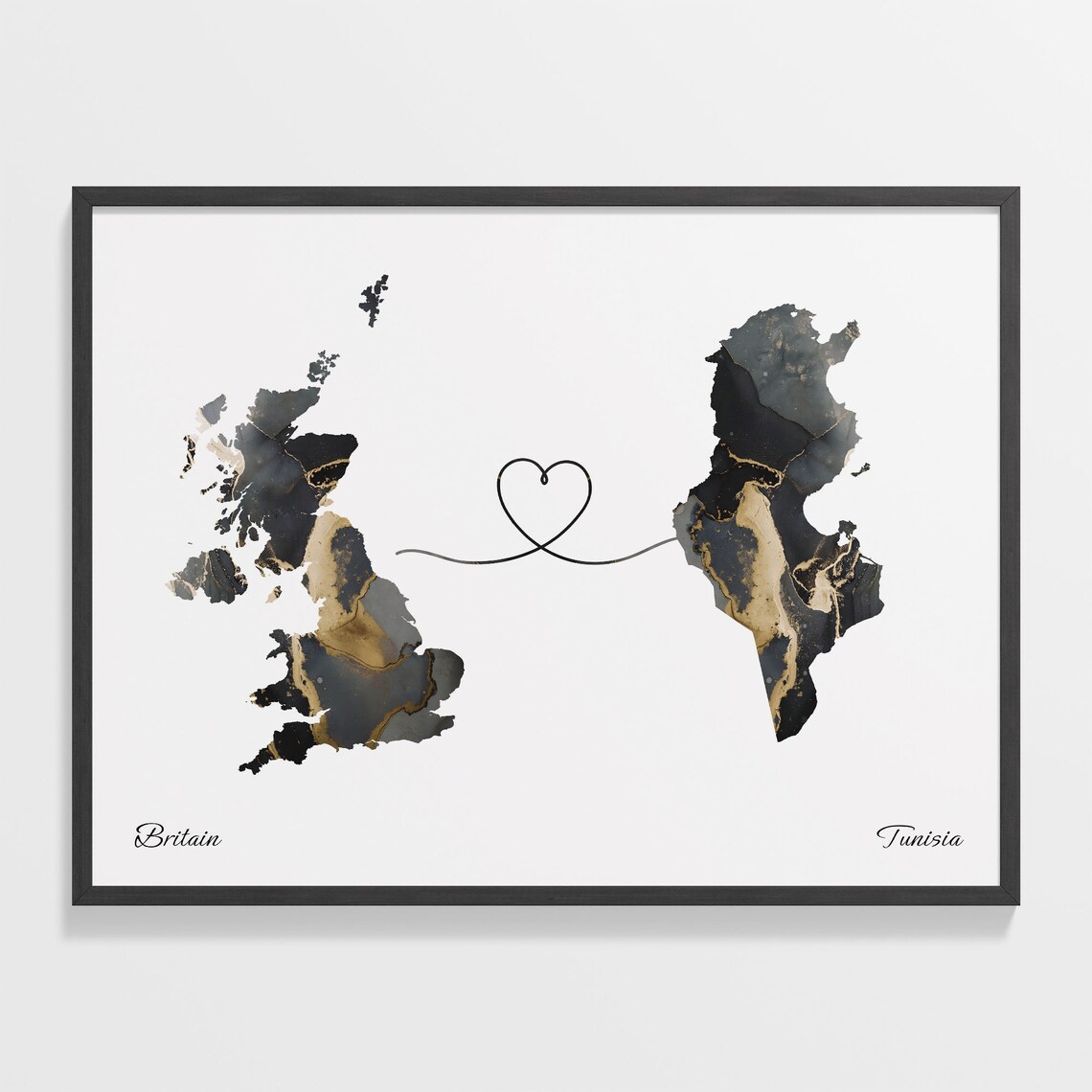 Britain to Tunisia Map Travel Poster
