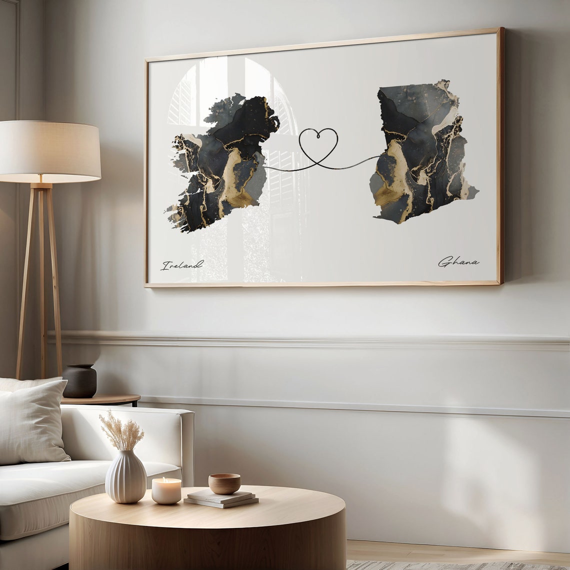 Ireland Ghana Marble Two Countries Heart Connection Art Poster - Image 2