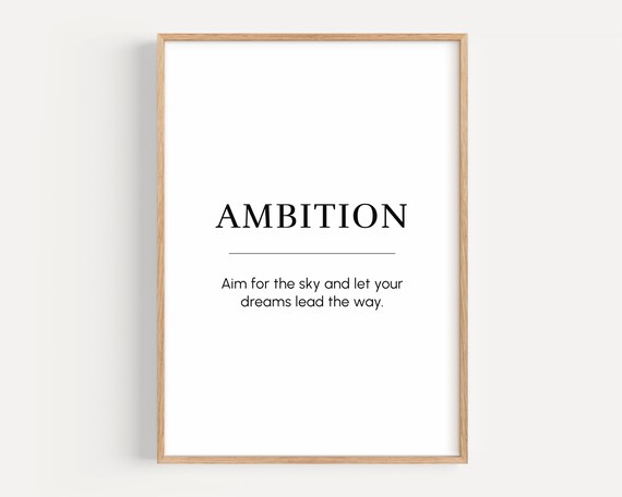 Ambition Motivational Wall Art Goal Setting Decor Inspirational Word For Entrepreneur Office