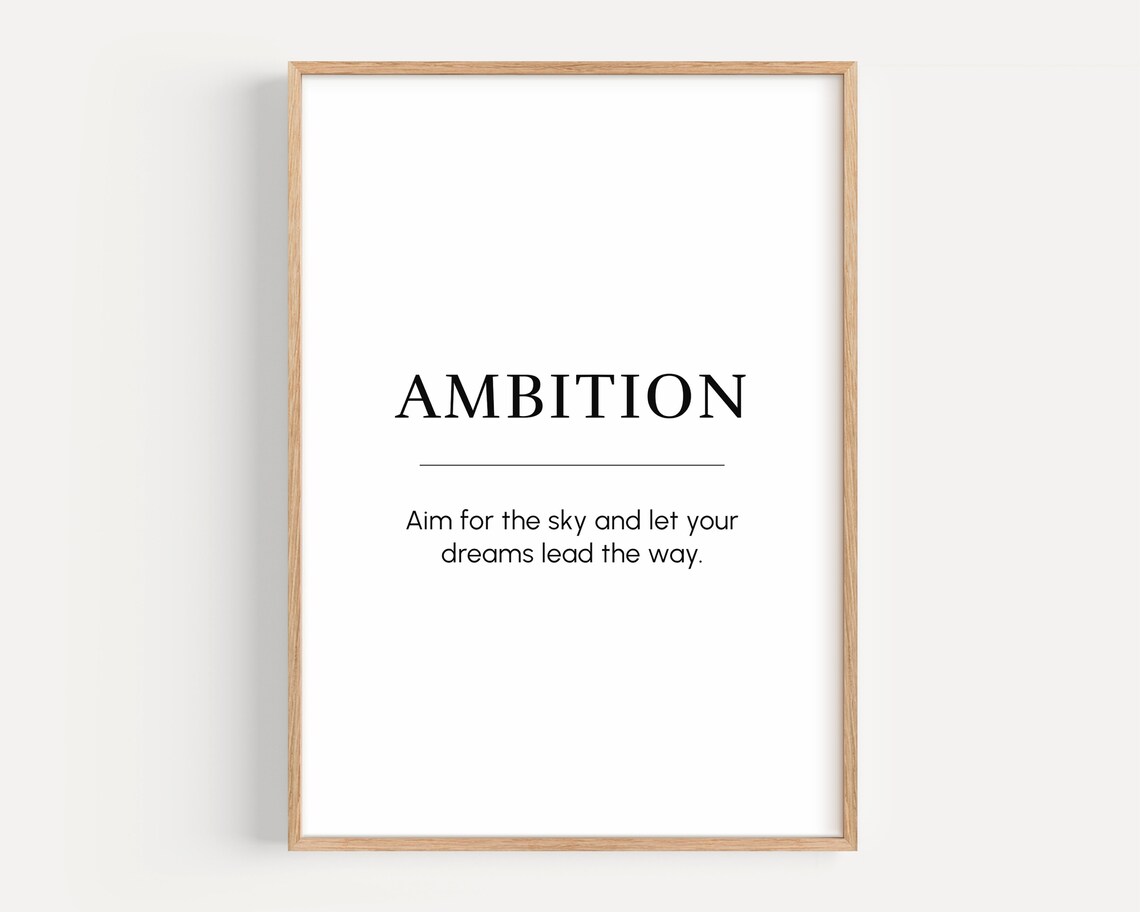 Ambition Motivational Wall Art Goal Setting Decor Inspirational Word For Entrepreneur Office