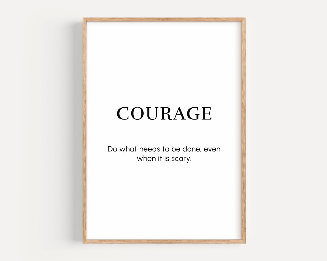 Motivational Wall Art Courage Definition Inspirational Quote Print Poster Gift For Entrepreneur Office Decor