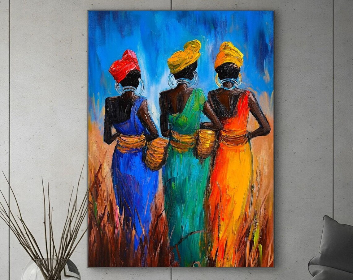 Colorful African Art Painting Black Women Art Print