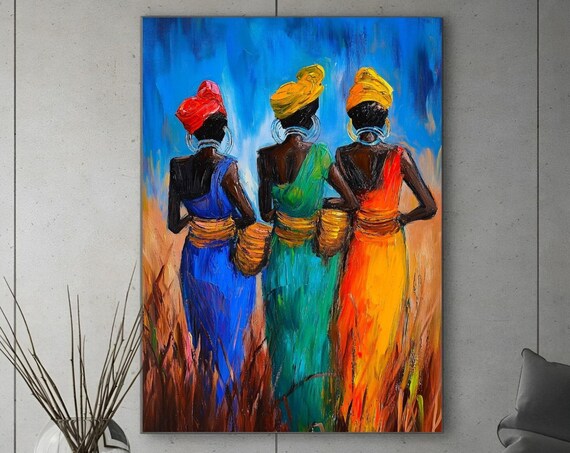 Colorful African Art Painting Black Women Art Print