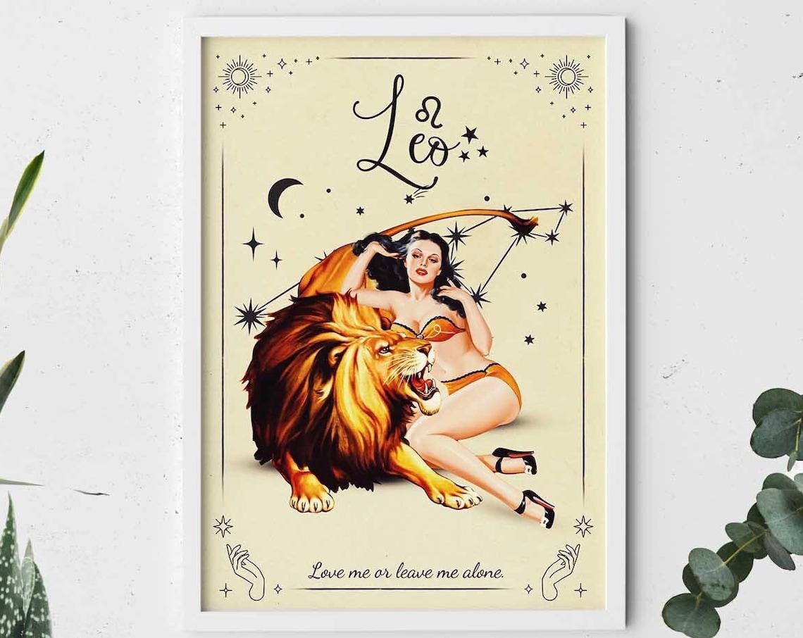 Leo Zodiac Sign Art Print, Astrology Wall Art
