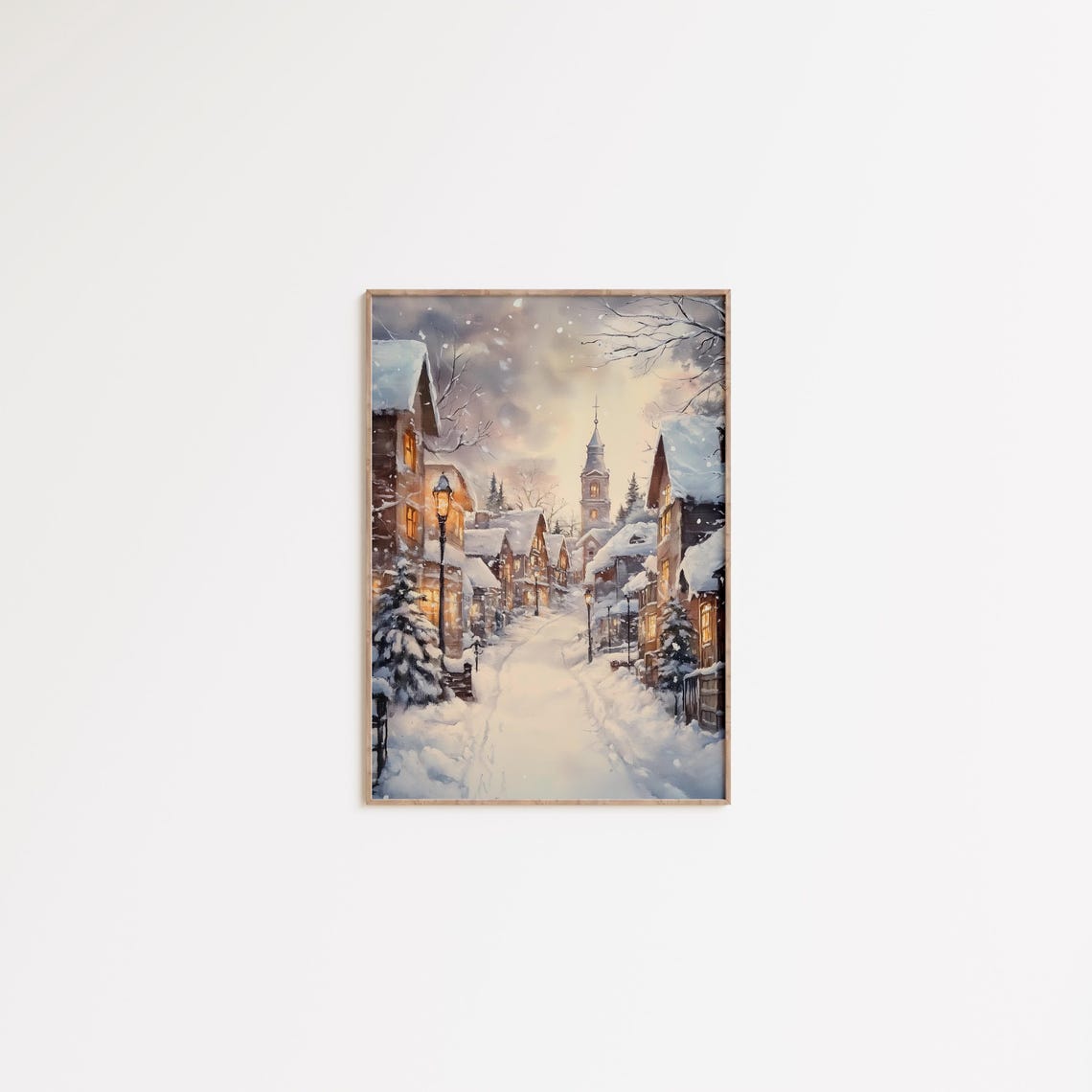Christmas Village Wall Art Snowy Village Winter Scene Print Christmas Houses Print Christmas Prints Xmas Poster Festive Christmas Wall Art - Image 3