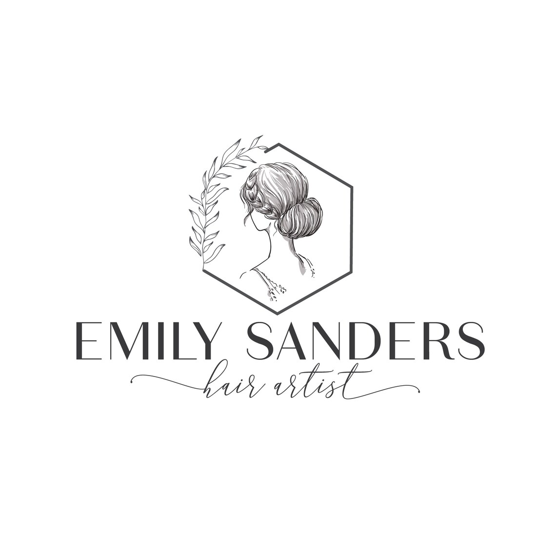 Emily Sanders Hair Artist Woman Silhouette Hexagon Logo Design Poster - Image 2