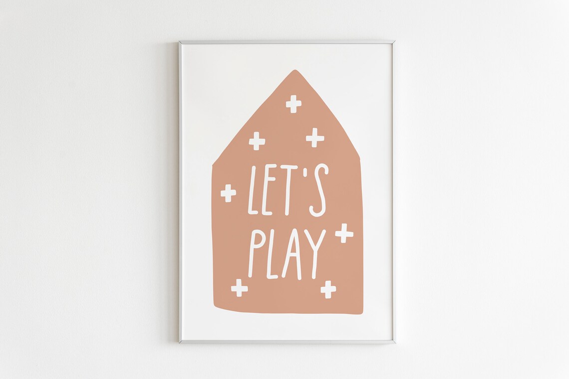 Lets Play Scandinavian Kids Poster, Boho Nursery Decor - Image 2