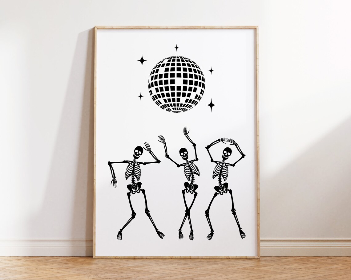 Dancing Skeletons Halloween Disco Poster - Image 3