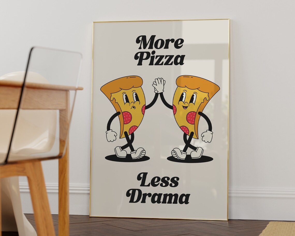 Pizza Print, Retro Kitchen Wall Art Poster