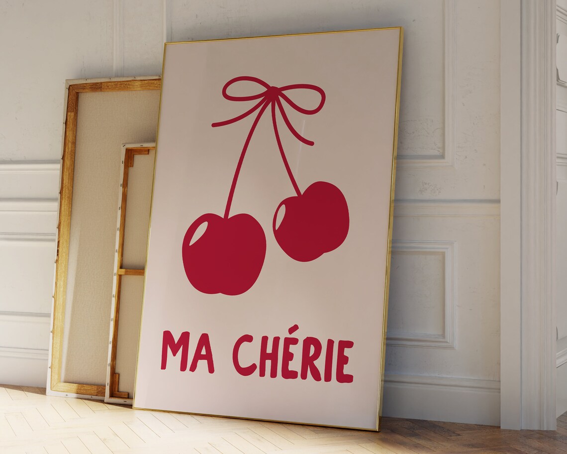 Cherry Bow Art Print, Preppy Room Decor - Image 3