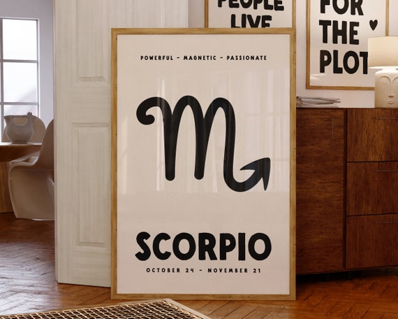 Scorpio Zodiac Print Astrology Star Sign Poster Scorpio Zodiac Star Sign Gifts Horoscope Wall Art Trendy Art