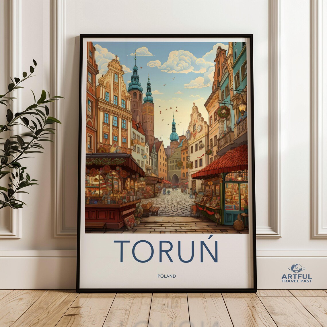Torun Poland Vintage Travel Poster, Cityscape