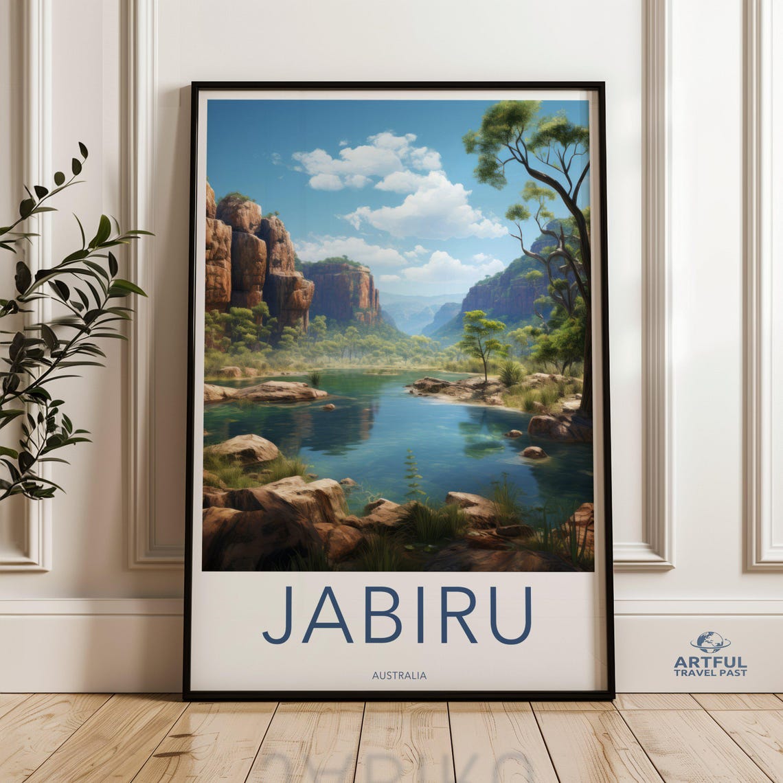 Jabiru Australia Red Rock Cliffs River Scenic Outback Travel Poster