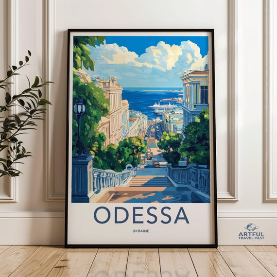 Odessa Ukraine Wall Art Print Vintage Cityscape Poster Travel Decor Coastal Seaside Artwork Historic Architecture