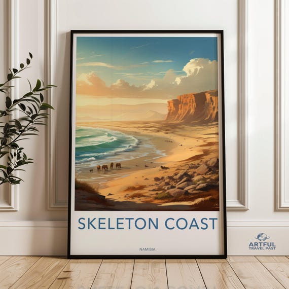 Skeleton Coast Namibia Wall Art Coastal Landscape Poster African Beach Scenery Nature Photography Print Home Decor