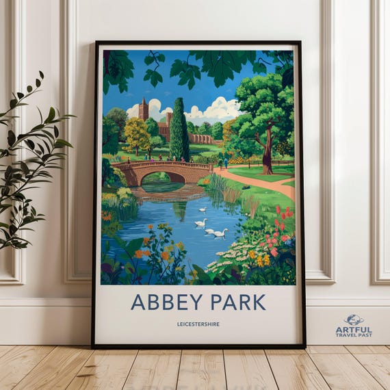 Abbey Park Wall Art Leicestershire Poster Scenic Landscape Print Nature Illustration Home Decor For Living Room Uk Souvenir