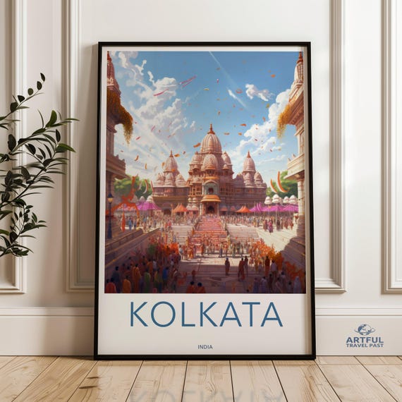 Kolkata India Wall Art Historical Architecture Poster Cultural Landmarks Print Vibrant Cityscape Decor