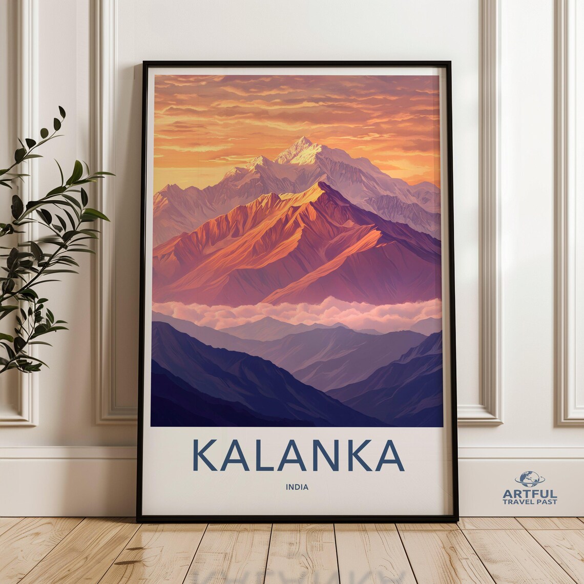Kalanka India Himalayan Peak Sunset Travel Poster Mountain Art