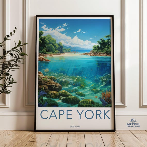 Cape York Australia Wall Art Tropical Reef Poster Beach Ocean Print Coastal Landscape Artwork Nature Illustration