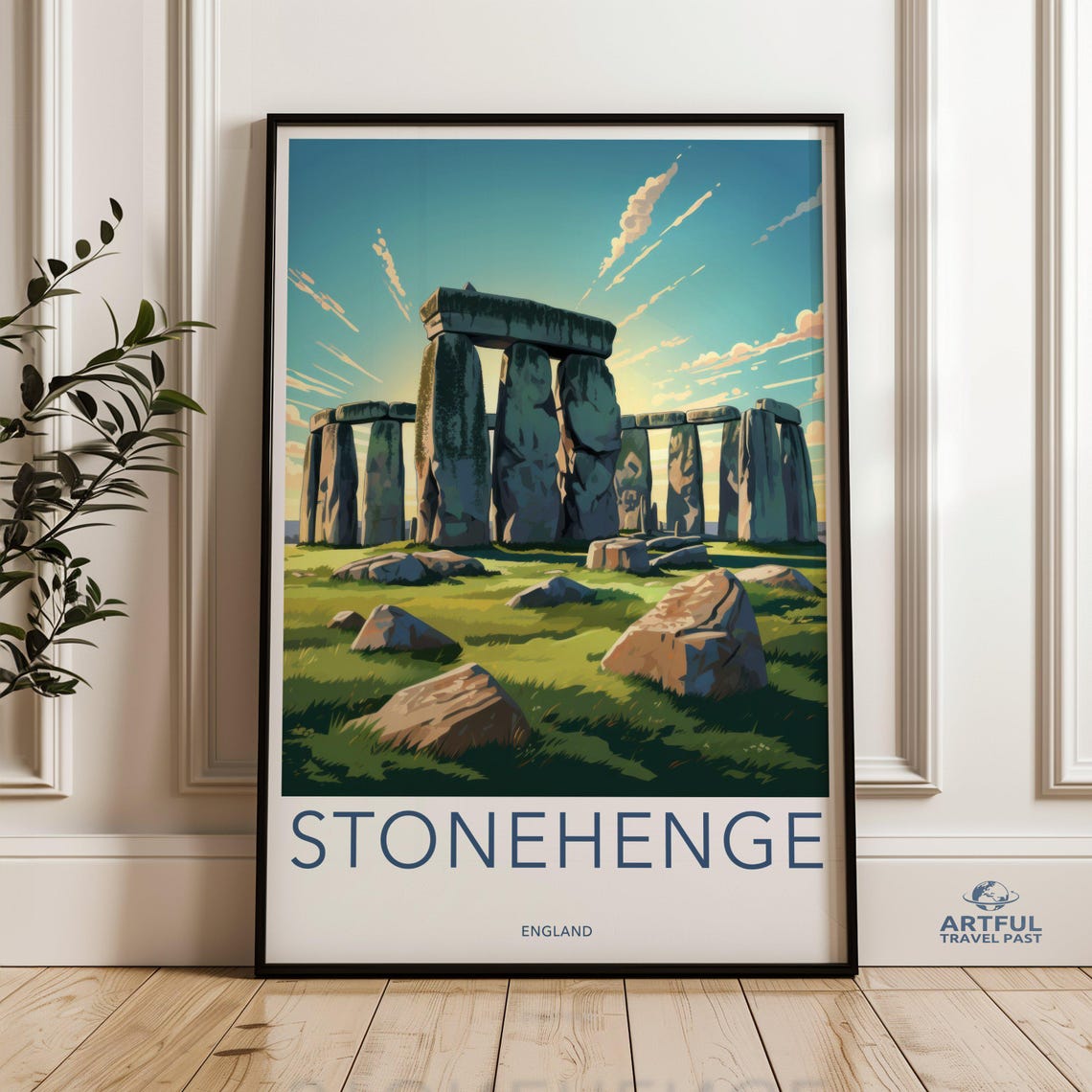 Stonehenge England Ancient Monument Sunrise Landmark Travel Poster