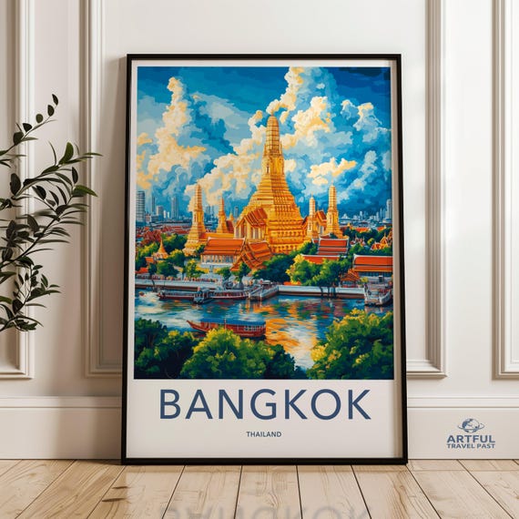 Stunning Bangkok Wall Art Beautiful Thailand Landscape Print Bright Cityscape Poster Vibrant Travel Decor Large Artwork