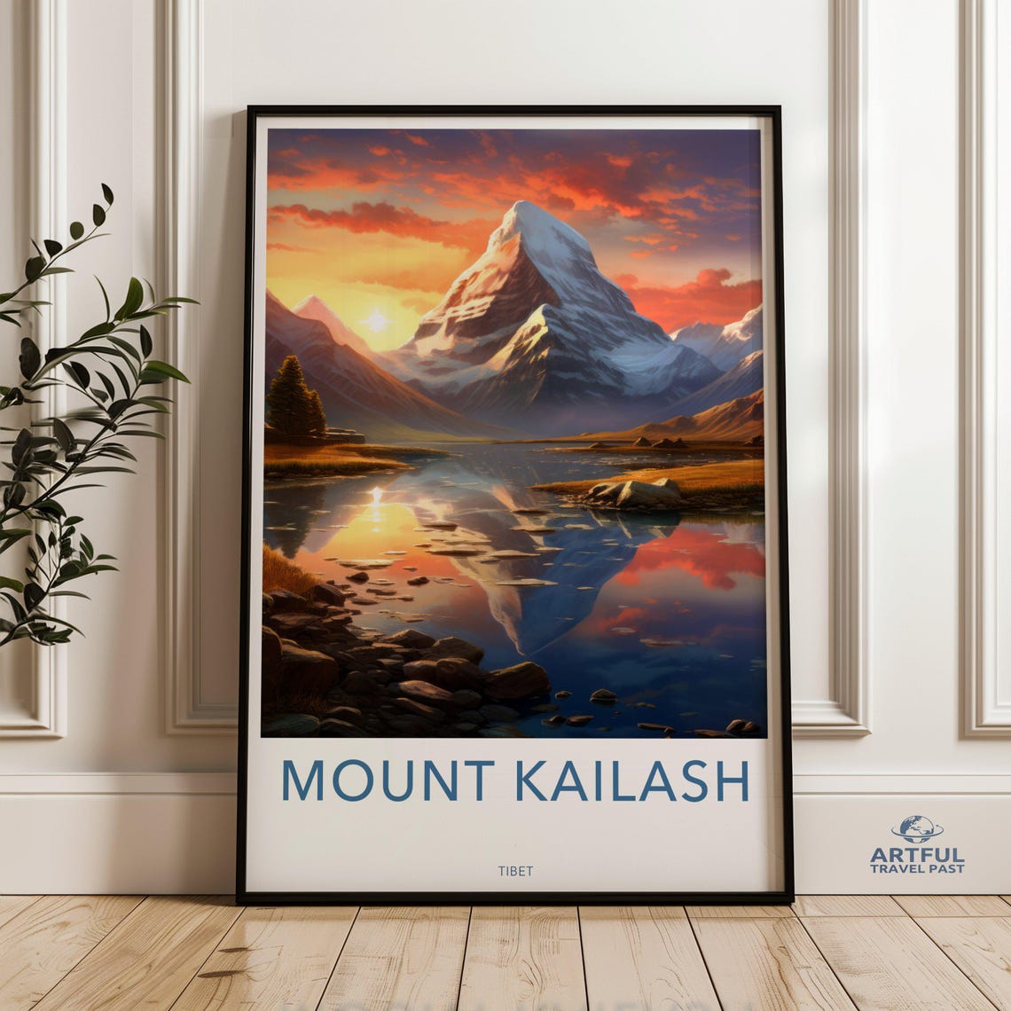 Mount Kailash Tibet Sacred Mountain Lake Sunset Reflection Poster