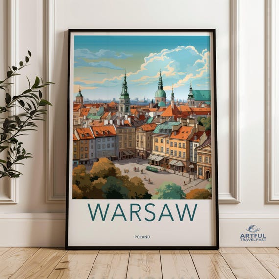Warsaw Cityscape Wall Art Print European Architecture Poster Urban Landscape Home Decor Poland Travel Souvenir