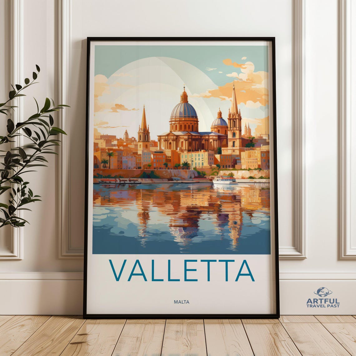 Valletta Malta Cityscape Wall Art Print Mediterranean Architecture Decor Travel Poster European Landmark Piece