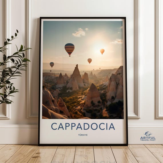 Cappadocia Hot Air Balloon Wall Art Travel Poster Bedroom Decor Vintage Landscape Print Home Office Artwork Wanderlust Gift