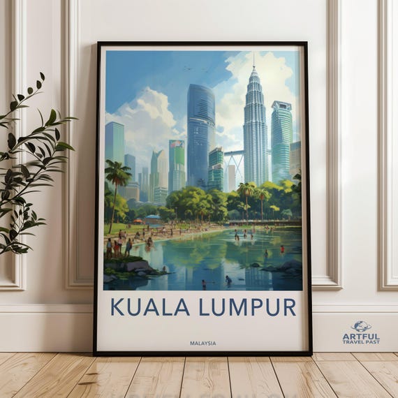 Kuala Lumpur Cityscape Wall Art Modern City Print Skyline Poster Malaysia Travel Souvenir Urban Home Decor Office Artwork