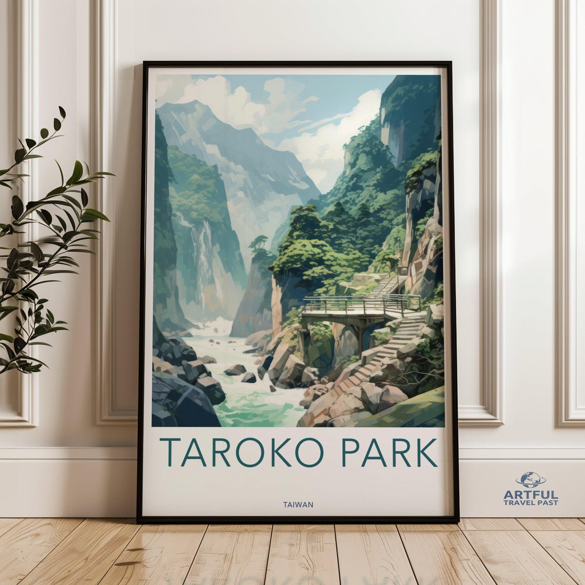 Taroko Park Taiwan Turquoise River Through Marble Gorge Travel Poster