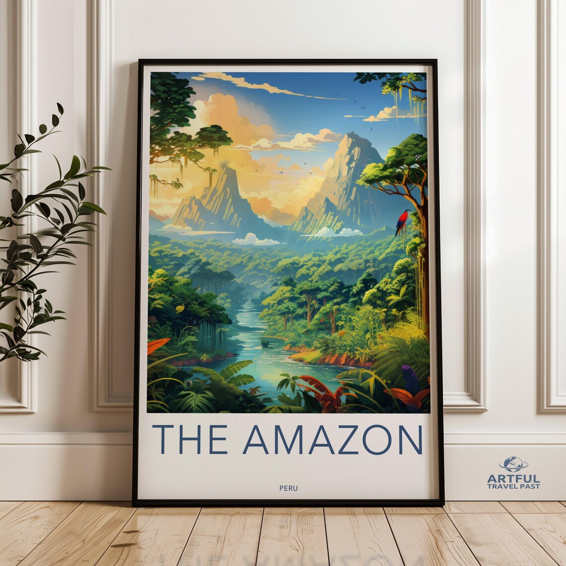 Amazon Rainforest Sunset Art Print, Tropical Landscape