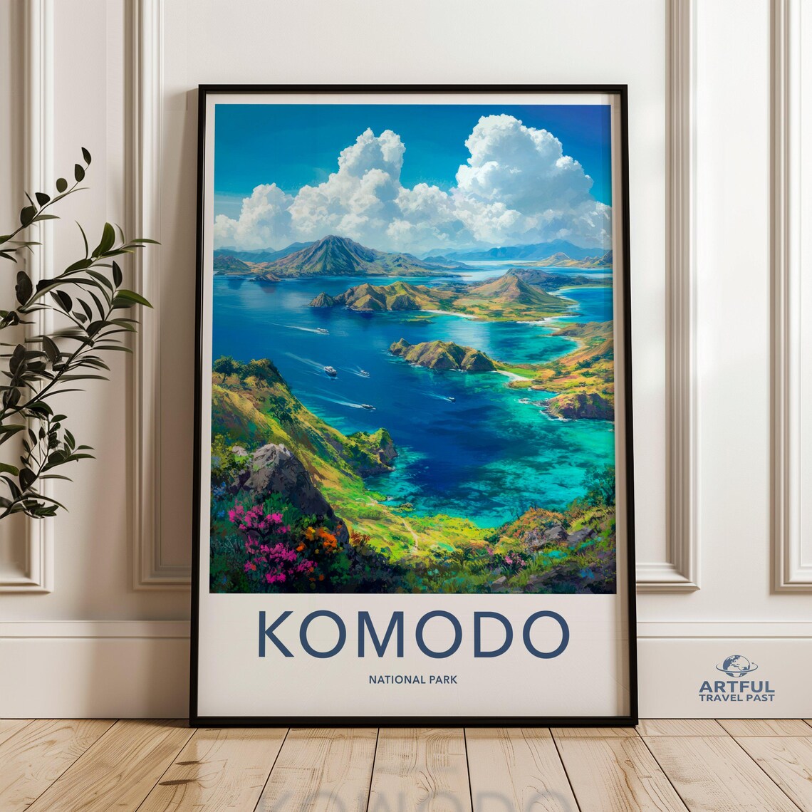 Komodo National Park Tropical Islands Seascape Travel Poster