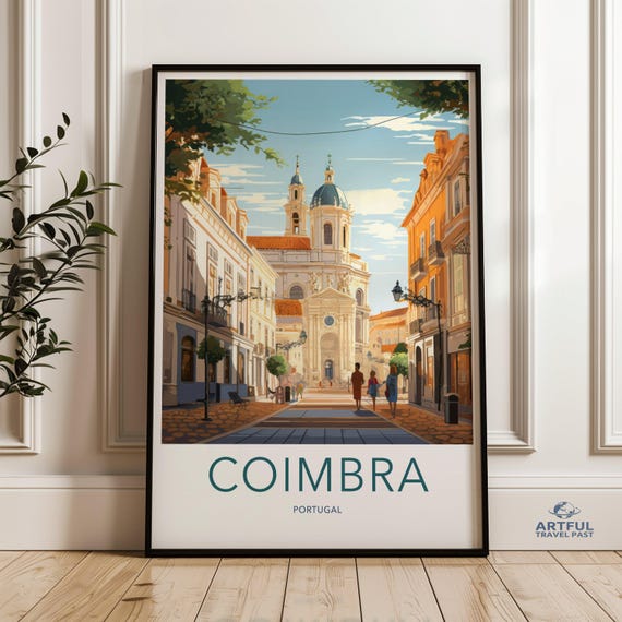 Coimbra Portugal Wall Art Historic Cityscape Print European Street Scene Poster Travel Artwork Decor Home Office
