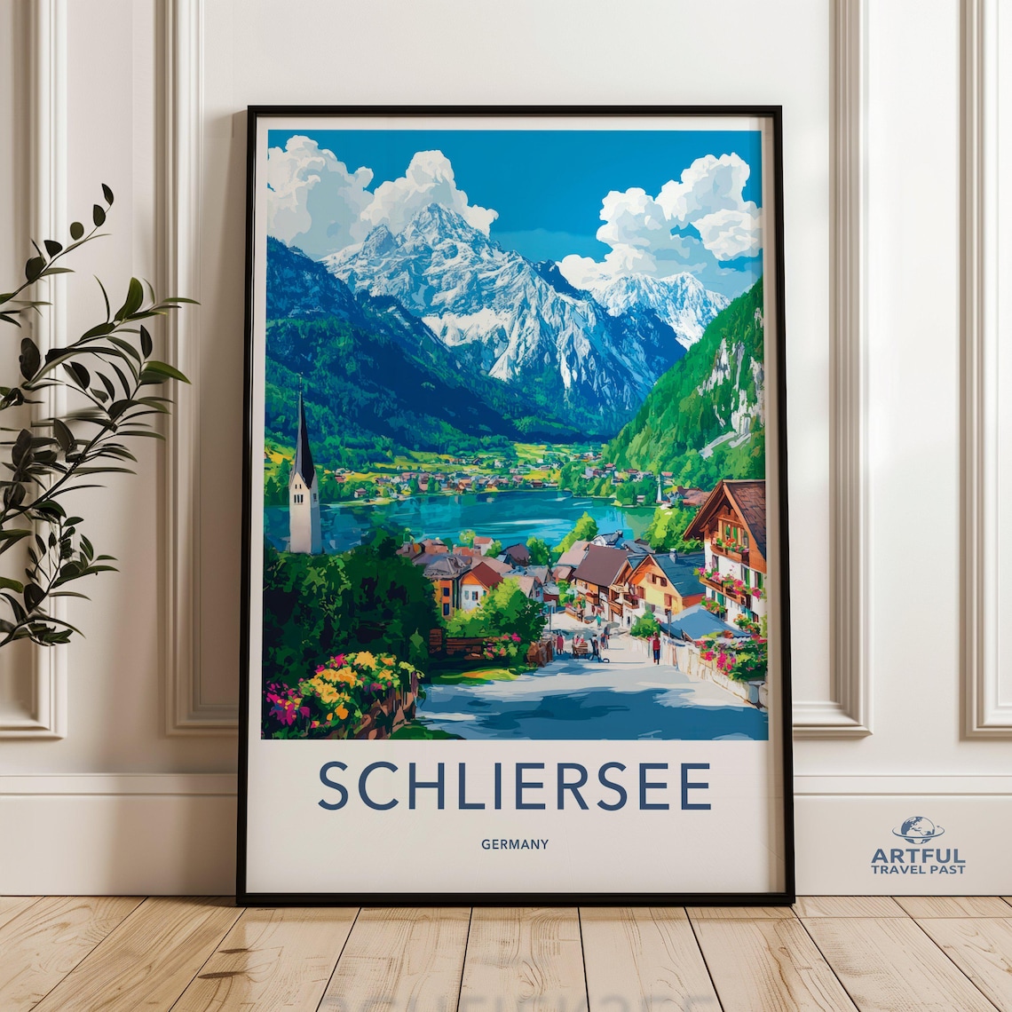 Schliersee Germany Alpine Lake Village Bavarian Vintage Travel Poster