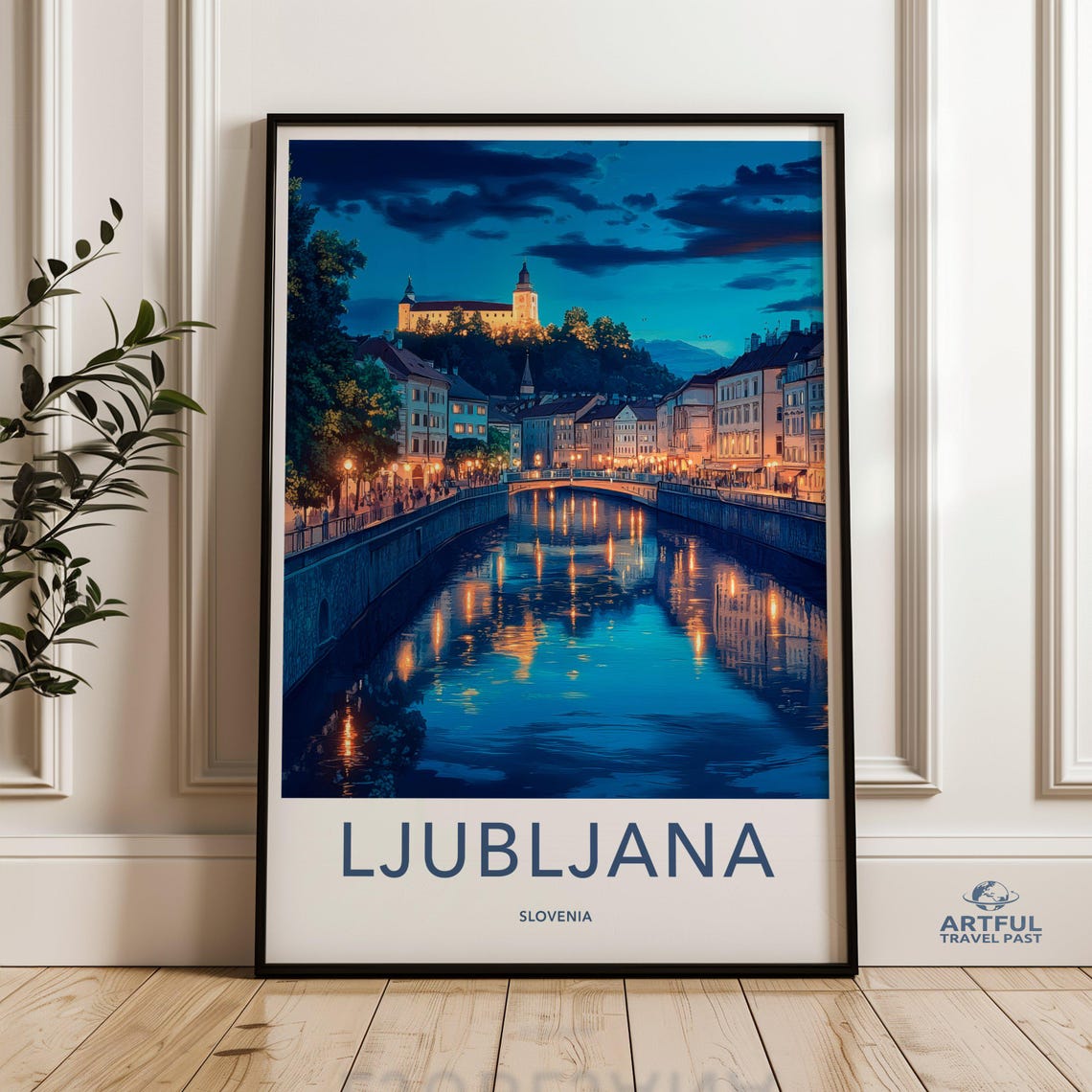 Ljubljana Slovenia Wall Art Cityscape Print Travel Photography Decor Scenic Home European City Artwork Nighttime Landscape