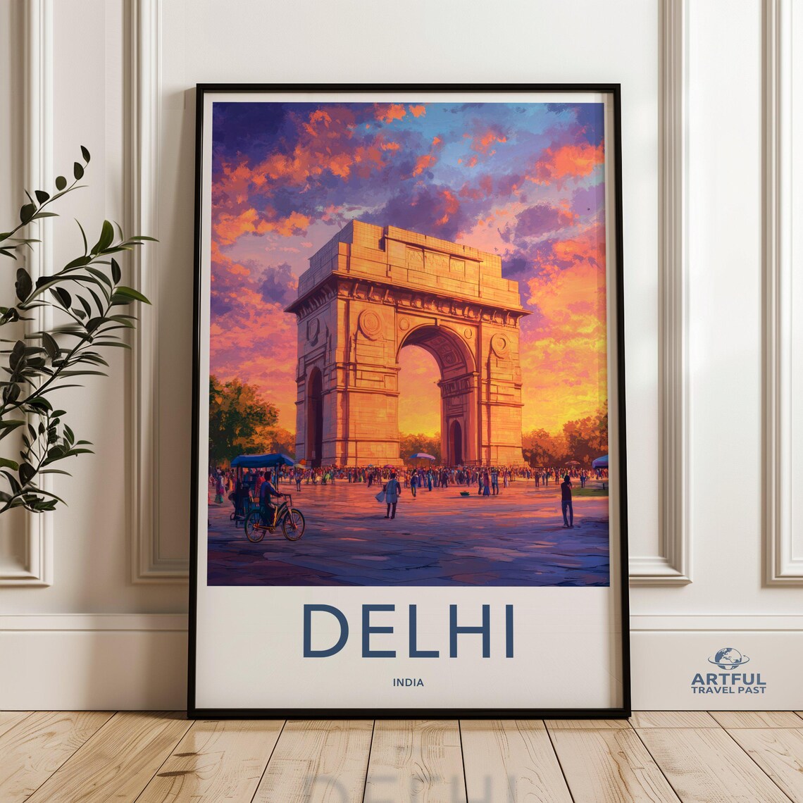 Delhi India Gate Sunset Travel Poster Landmark Decor India Art Gift