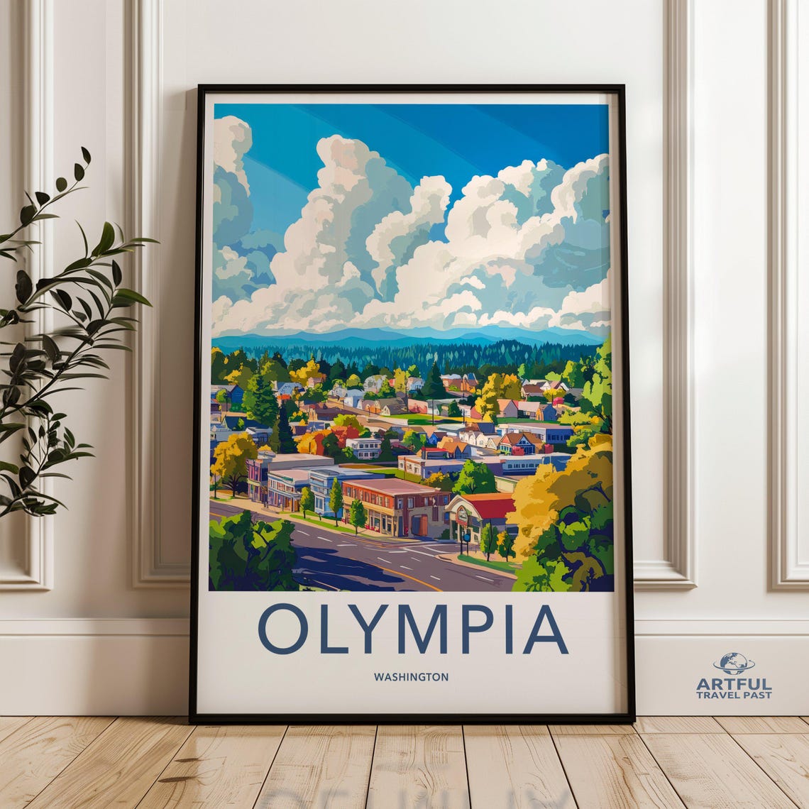 Olympia Washington Wall Art Cityscape Prints Colorful Landscape Poster Home Decor Scenic Artwork State