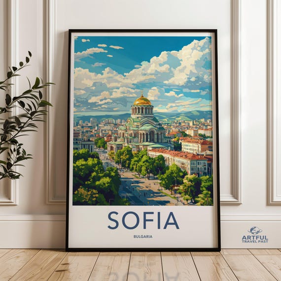 Sofia Bulgaria Skyline Wall Art Colorful Cityscape Print Travel Poster Home Decor Beautiful Landscape Vibrant Urban Artwork