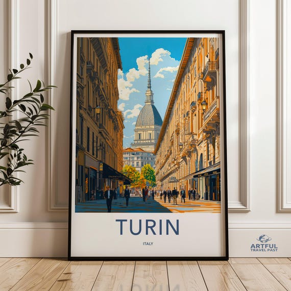 Turin Italy Wall Art Mole Antonelliana Print Cityscape Painting Architectural Home Decor European Travel Poster Urban Italian Artwork