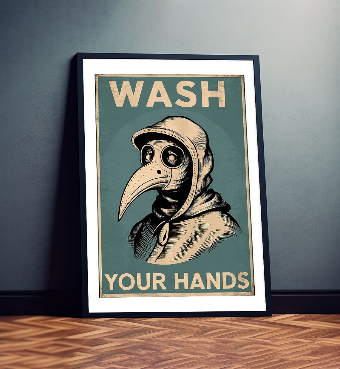 Wash Your Hands Plague Doctor Vintage Gothic Bathroom Poster