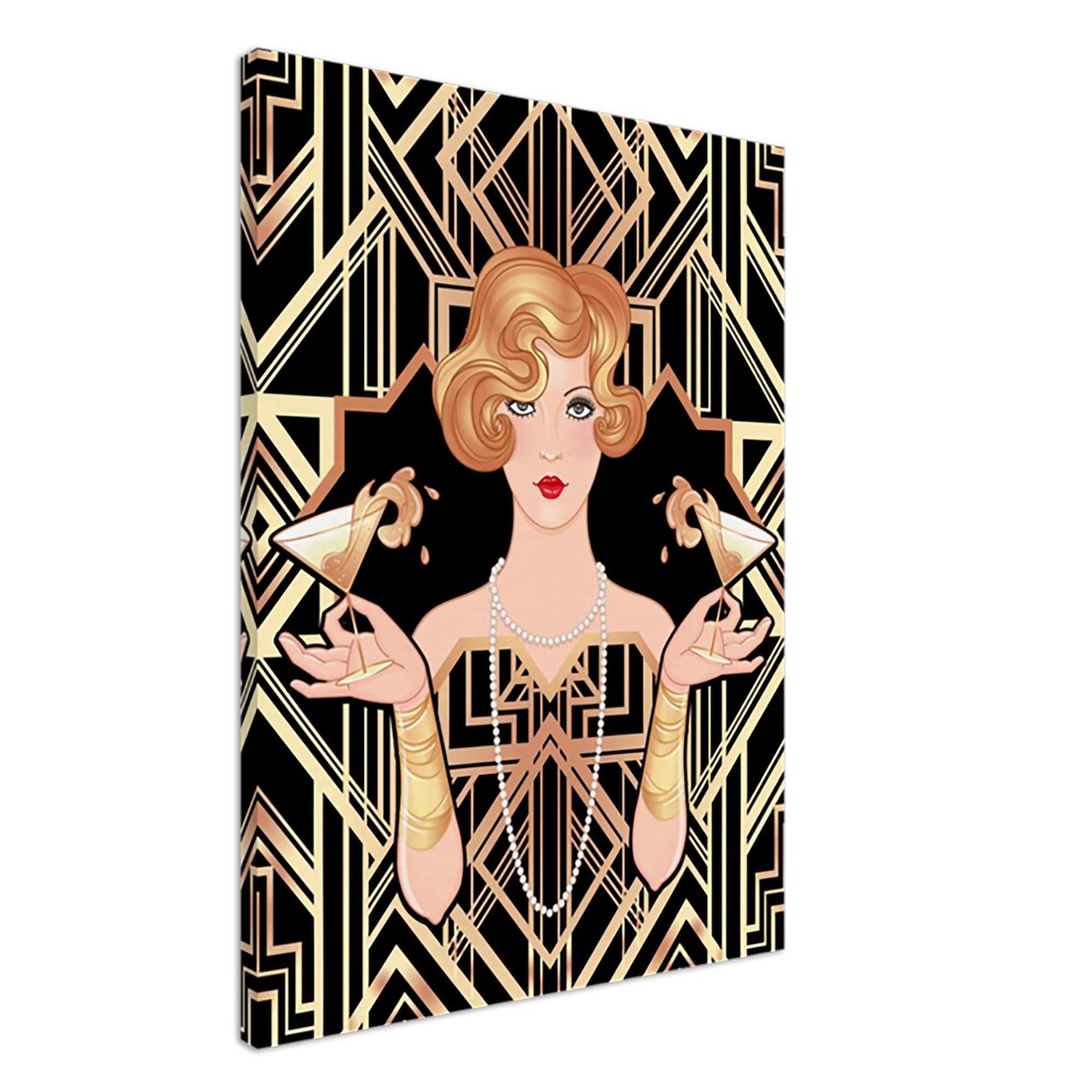 Art Deco Flapper Girl With Two Cocktails Black And Gold 1920s Poster - Image 3