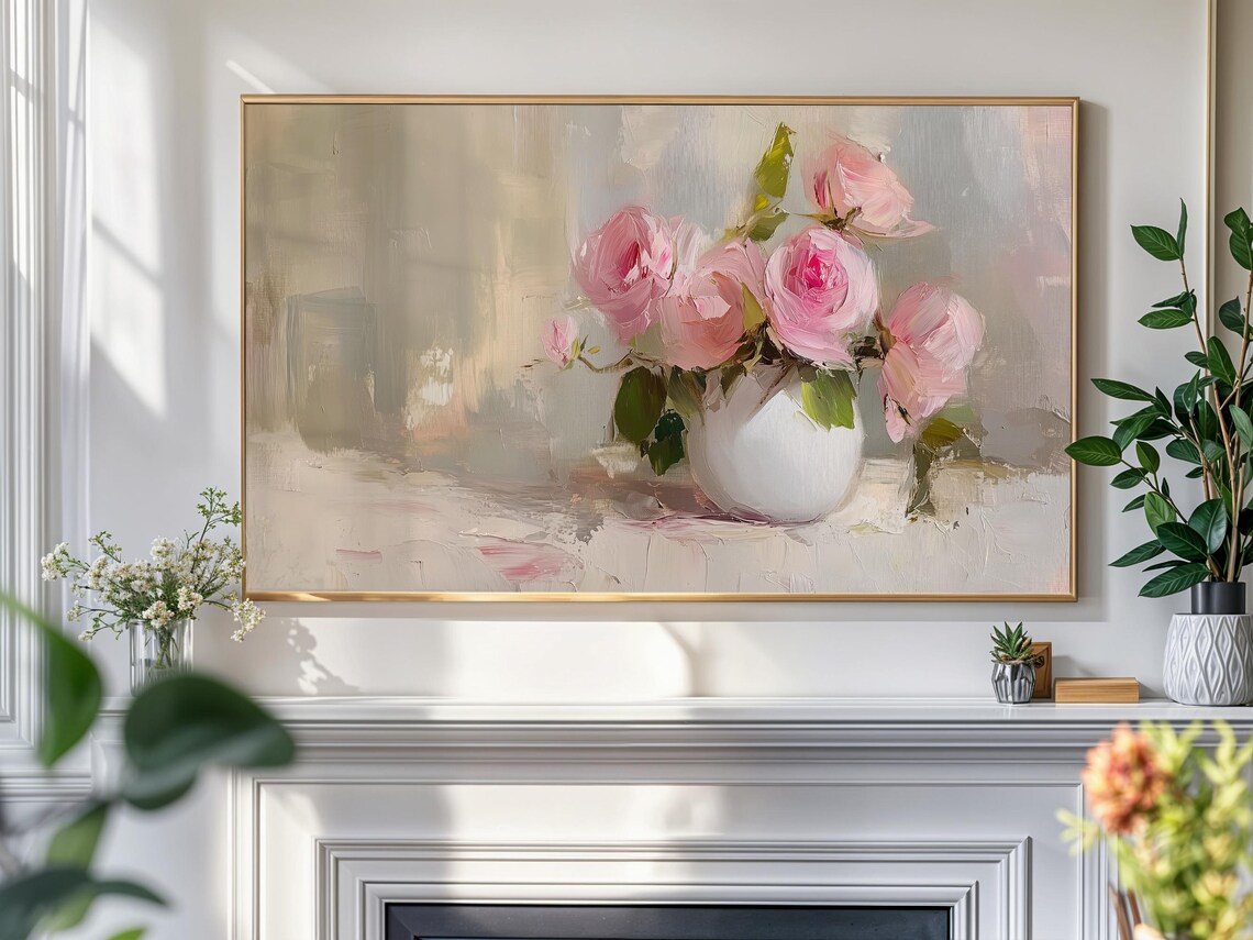 Pink Roses, Modern Botanical Floral Art Print - Image 4