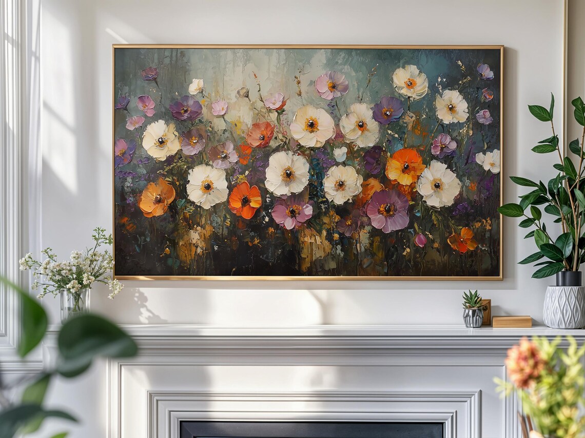 Spring Frame Tv Art Wildflowers Botanical Floral Moody Vintage Artwork For Frame Wallpaper - Image 4