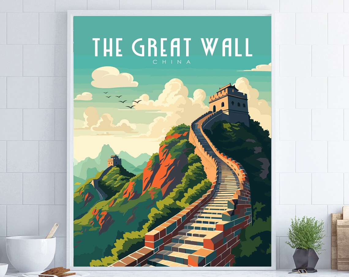 Great Wall of China Vintage Travel Poster, China