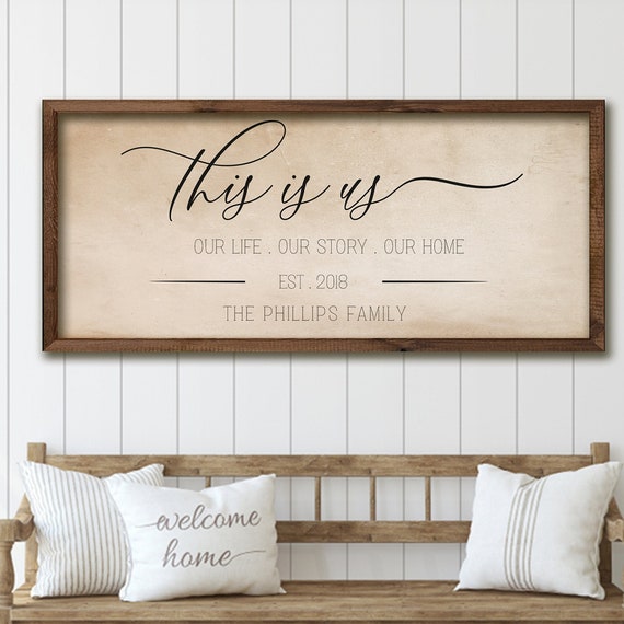 Family Name Sign This Is Us Sign Last Name Decor For Home Our Life Our Story Above Couch Art Vintage Old Paper Background