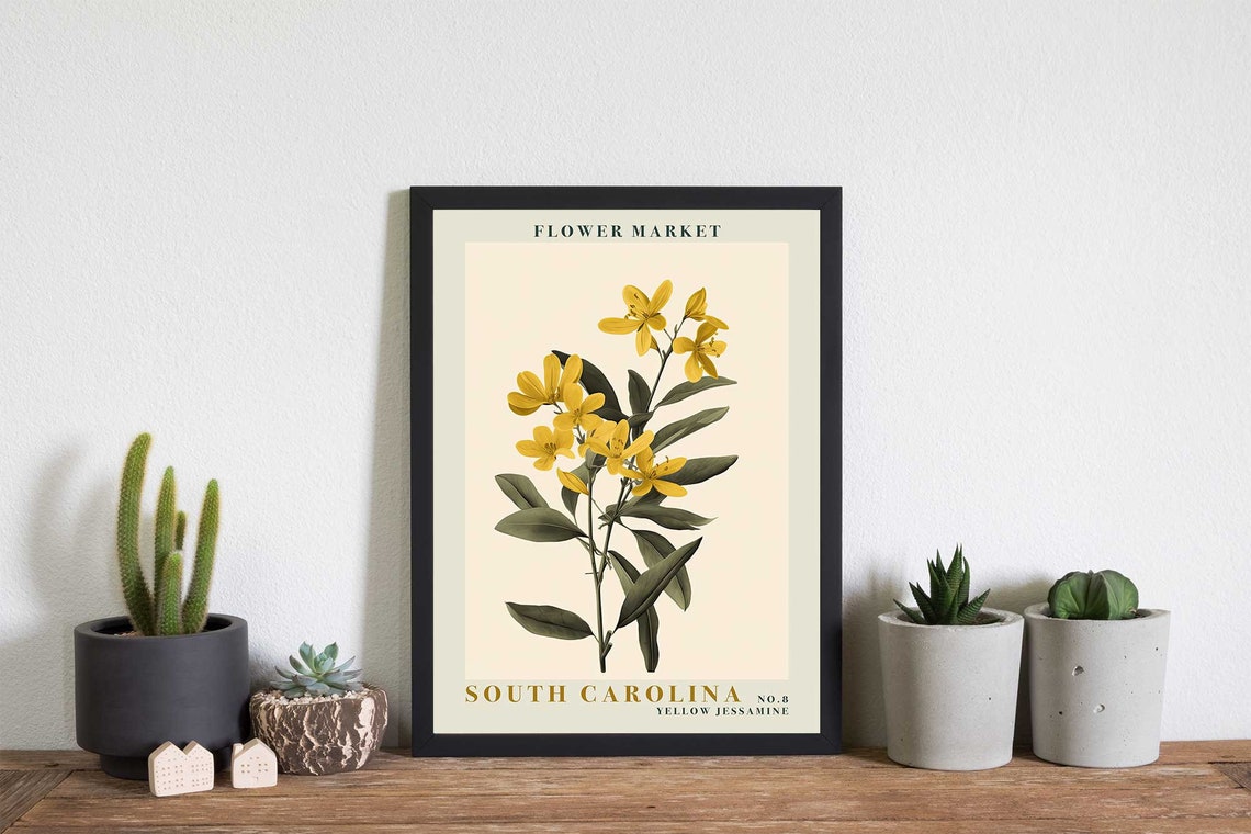 South Carolina Yellow Jessamine Blossom Botanical Flower Poster - Image 4